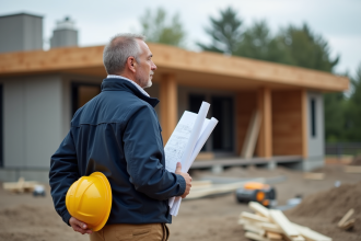 Artisan en chantier construction maison moderne