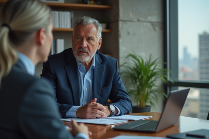 Expert homme en affaires lors d'une réunion professionnelle