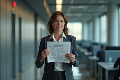 Femme d affaires guidant ses collègues vers une sortie de secours