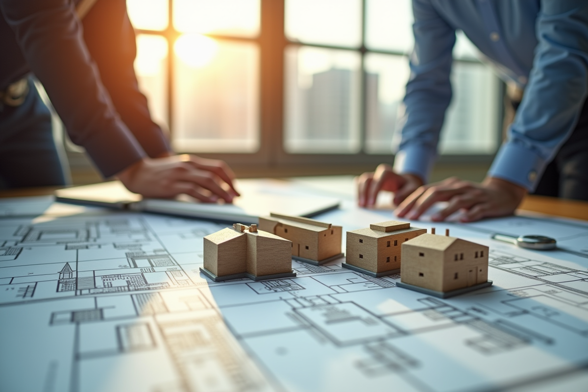 Urbanistes discutant plans de regeneration urbaine