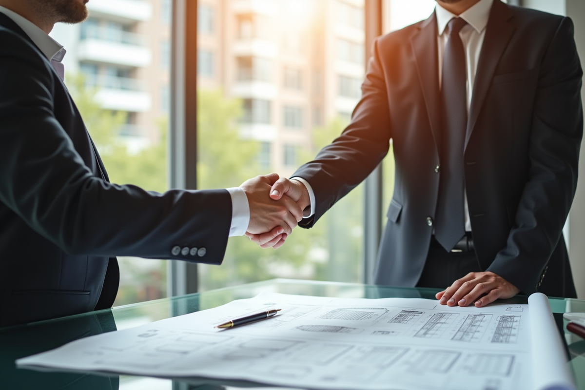 Professionnel serrant la main d